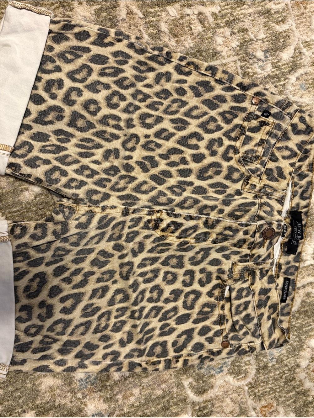 Judy Blue Leopard Print Jean Jacket in Beige and Black